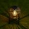 Glitzhome® 11.5" Black Slim Metal Stripes Solar Powered Edison Bulb Outdoor Lantern